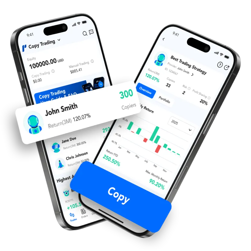 Smiling businessmen drink coffee and discussing documents with graphs and charts